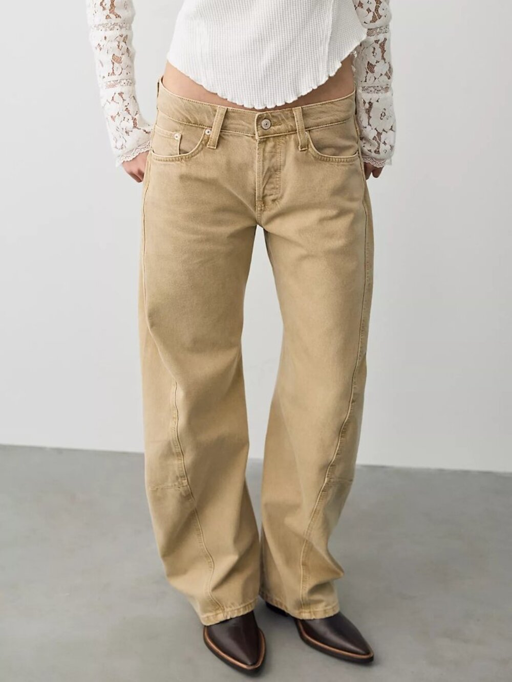 We The Free Fable Low-Rise Twisted Bowed Jeans